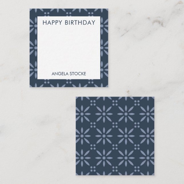 Personalised Blue Retro Flower Card (Front/Back)