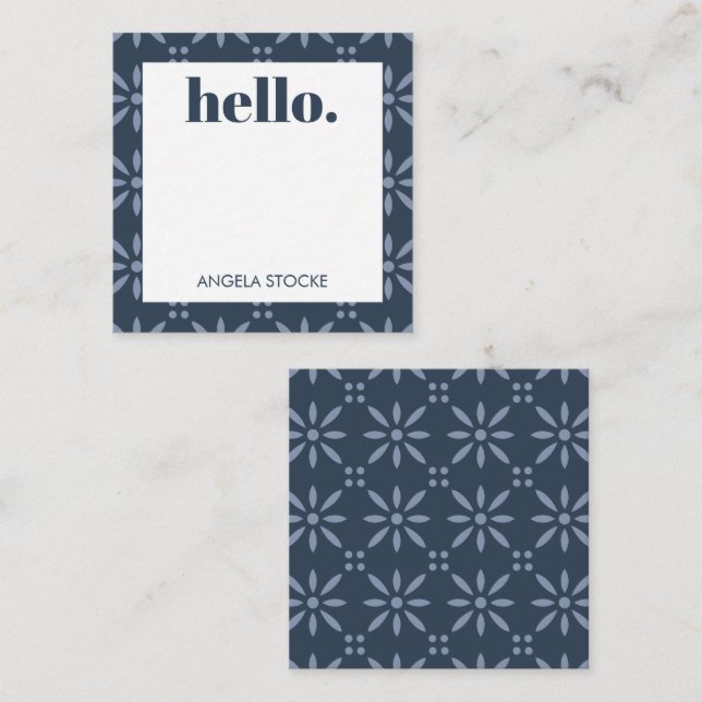 Personalised Blue Retro Flower Card (Front/Back)