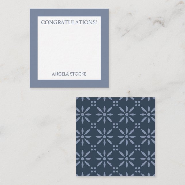 Personalised Blue Retro Flower Card (Front/Back)