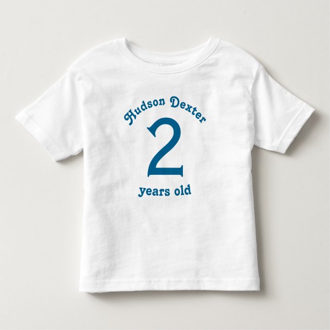 Personalised Blue Retro Two Years Old Toddler T-Shirt (Front)