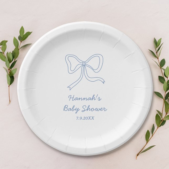 Personalised Blue Ribbon Baby Shower Paper Plates (Personalized Blue Ribbon Baby Shower Paper Plates
)