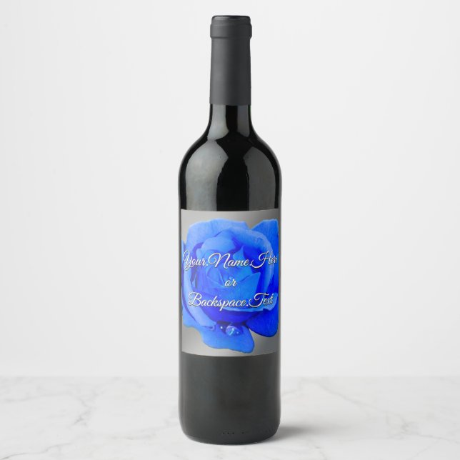 Personalised Blue Rose Bottle Labels  (Front)