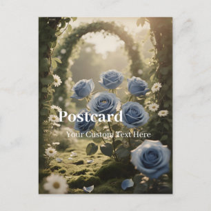 Personalised Blue Rose – Unique Anniversary Love Holiday Postcard