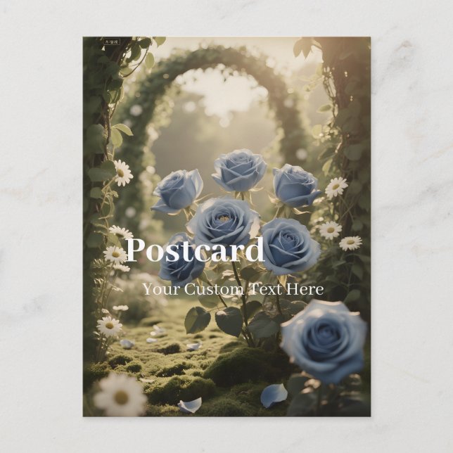 Personalised Blue Rose – Unique Anniversary Love Holiday Postcard (Front)