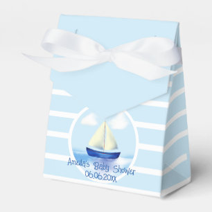 Personalised Blue Sailboat Baby Shower Favour Box