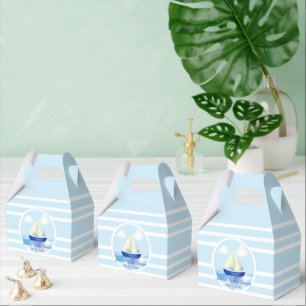 Personalised Blue Sailboat Baby Shower Favour Box
