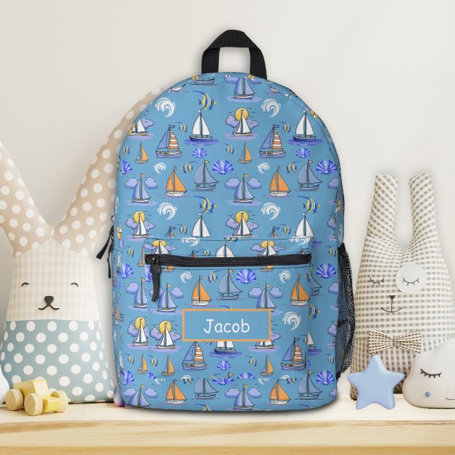 Personalised Blue Sailing Boat Backpack (Creator Uploaded)
