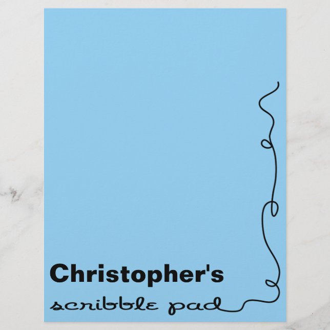 Personalised Blue Scribble Pad (Front)