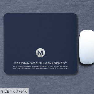 Personalised Blue Silver Business Monogram Mouse Pad