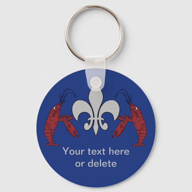 Personalised Blue Silver Crawfish Fleur de Lis Key Ring (Front)