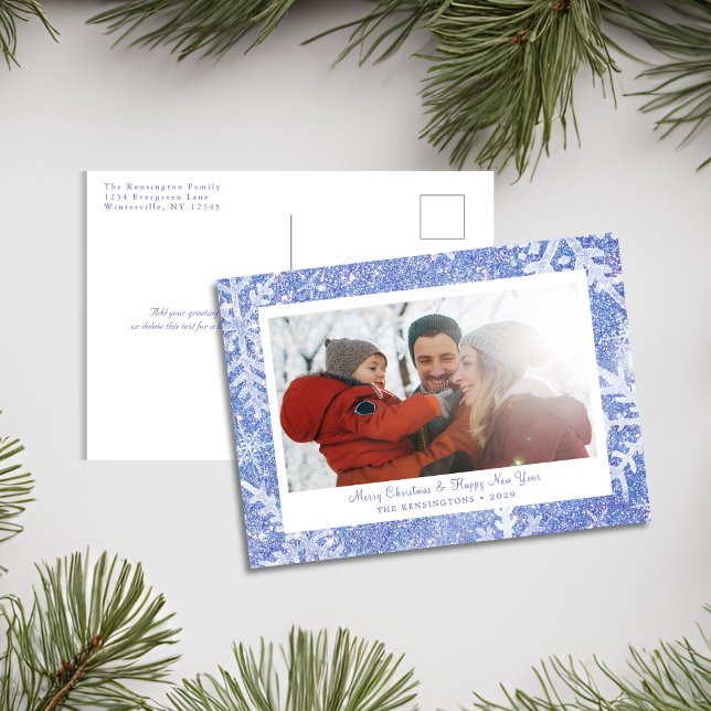 Personalised Blue Snowflake Christmas Card (Personalized Blue Snowflake Christmas Card)