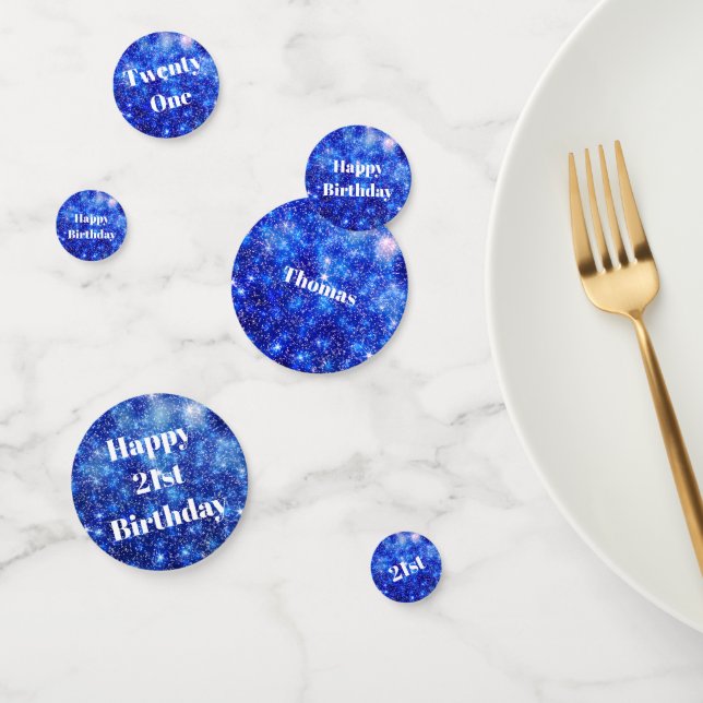 Personalised Blue sparkle 21st birthday Confetti (Group)