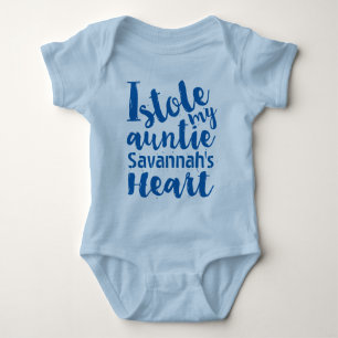 Personalised Blue Sports Stole My Aunties Heart Baby Bodysuit