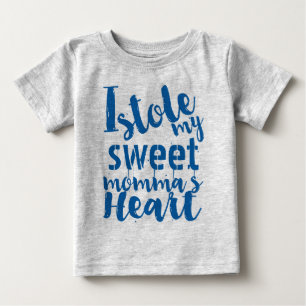 Personalised Blue Sports Stole My Mommas Heart Baby T-Shirt