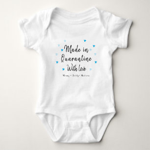 Personalised Blue star Made in Quarantine Baby Bodysuit