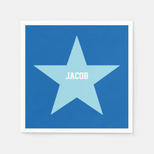 Personalised Blue Star Print Paper Napkin