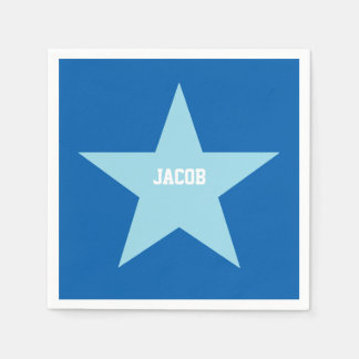 Personalised Blue Star Print Paper Napkin