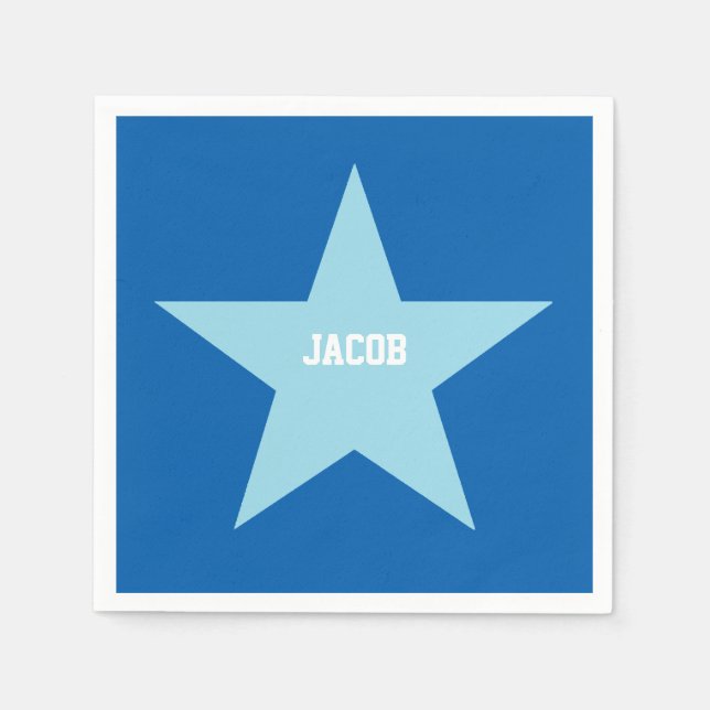 Personalised Blue Star Print Paper Napkin (Front)