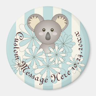 Personalised Blue Stripe Baby Koala Party Favour Magnet