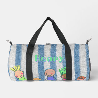 Personalised Blue Stripe Duffle Bag