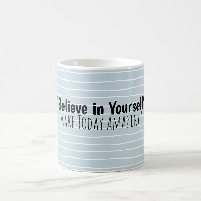Personalised Blue Stripe Name Coffee Mug Gift (Center)