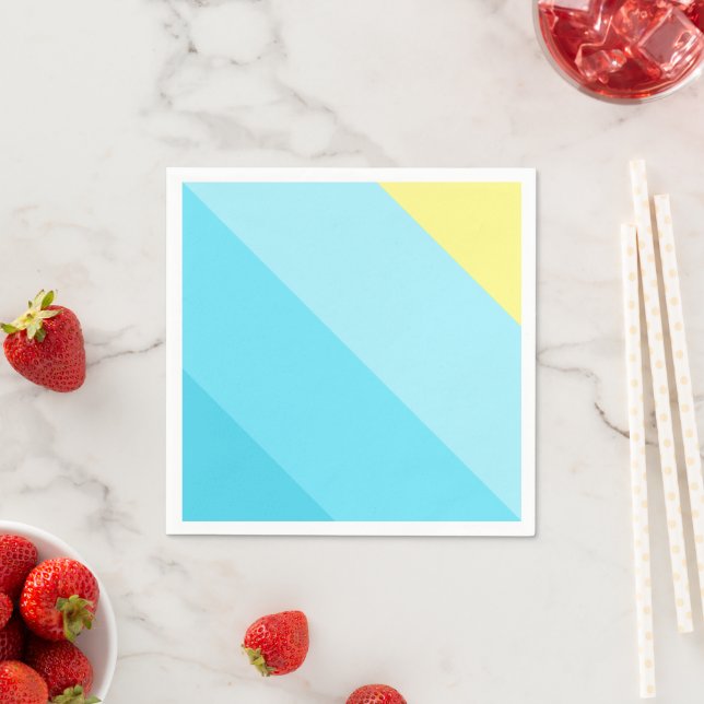 Personalised Blue Stripe Standard Cocktail Paper Napkin (Insitu)