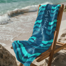 Personalised Blue Striped Beach Towel