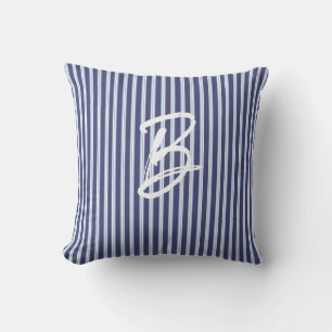 personalised blue striped cushion