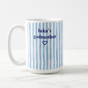 Personalised Blue Striped Godmother Coffee Mug