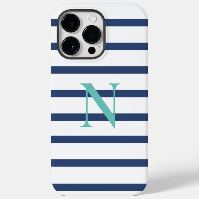 Personalised Blue Stripes  Case-Mate iPhone Case (Back)