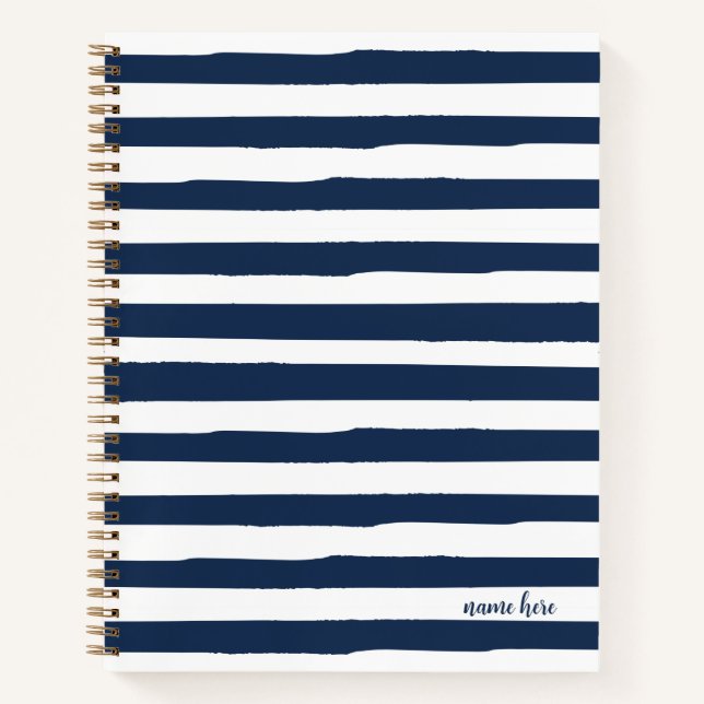 Personalised Blue Stripes Notebook (Front)