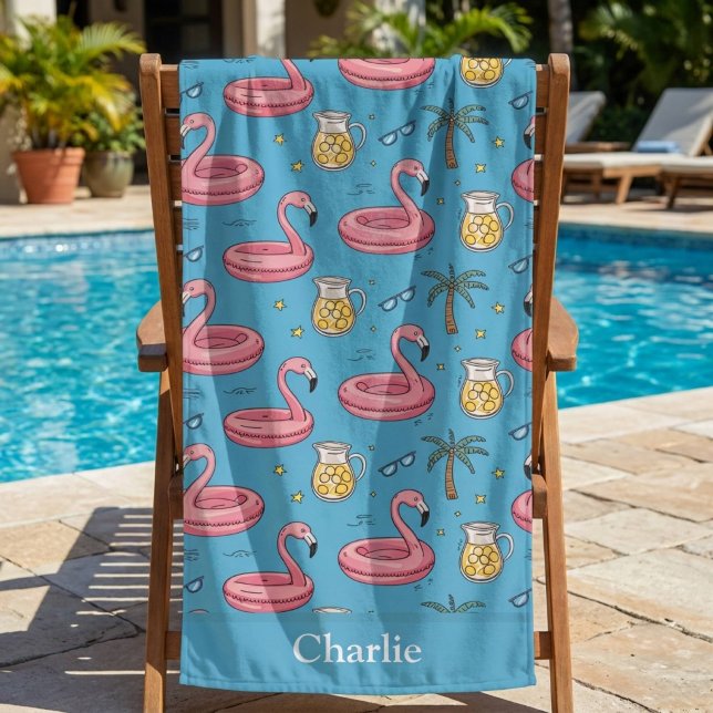 Personalised Blue Summer Vibes Bath Towel (Creator Uploaded)