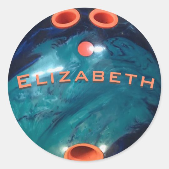 Personalised Blue Swirl Bowling Ball Classic Round Sticker