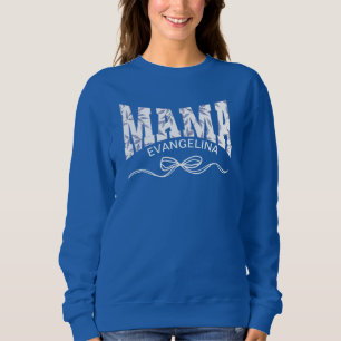 Personalised Blue Toile Coquette MAMA Sweatshirt