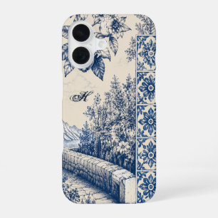 Personalised Blue Toile Garden iPhone 16 Case