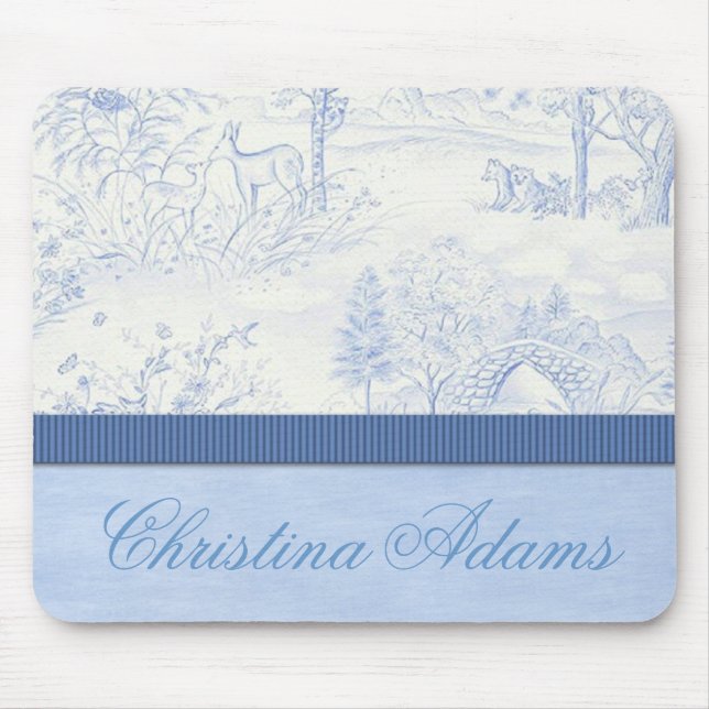 Personalised Blue Toile Mousepad (Front)
