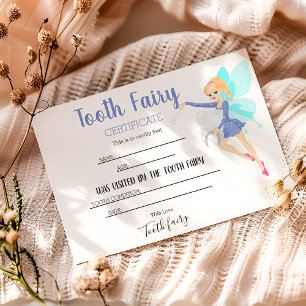 Personalised Blue Tooth Fairy Certificate Thank You Card