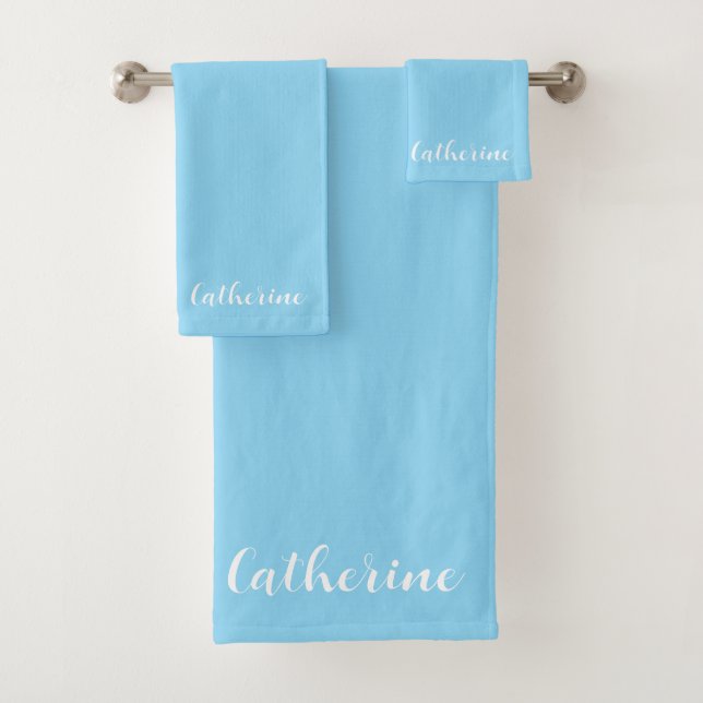 Personalised Blue Towels Set with Name  (Insitu)