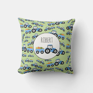 Personalised Blue Tractor Truck Farm Produce Cushion