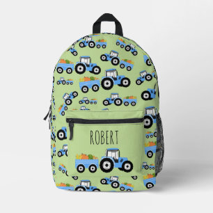 Personalised Blue Tractor Truck Farm Produce Printed Backpack