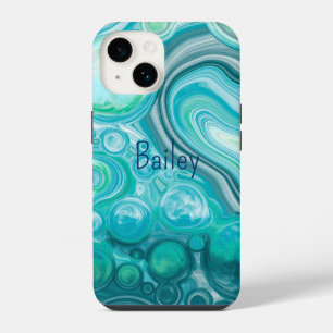 Personalised Blue Turquoise Sea Waves Bubbles    iPhone 14 Case