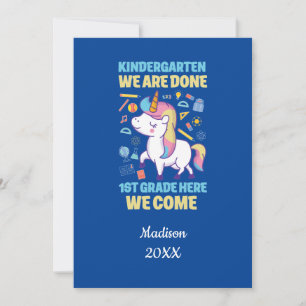 Personalised Blue Unicorn Kindergarten Graduation  Invitation