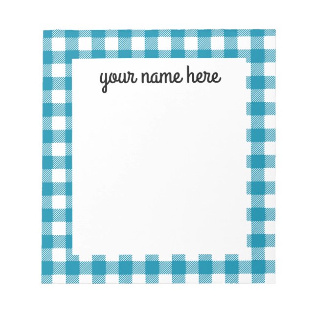 Personalised Blue Vichy Plaid Notepad (Front)