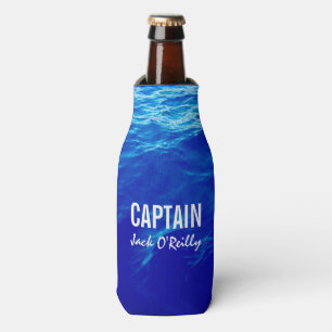 Personalised Blue Water Photo Fishing Boat Captain Bottle Cooler