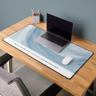 Personalised Blue Watercolor Custom Text Desk Mat