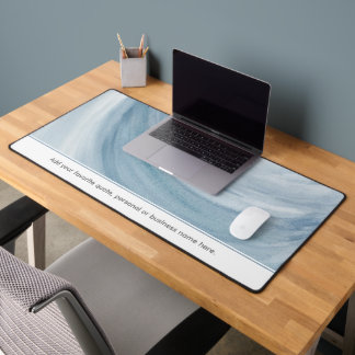 Personalised Blue Watercolor Custom Text Desk Mat