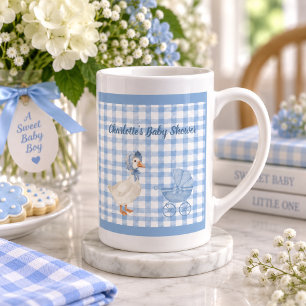Personalised Blue Watercolor Goose Baby Shower Bone China Mug