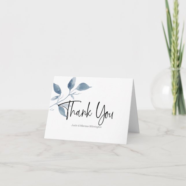 Personalised Blue Watercolor Thank You Card (Front)