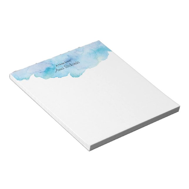 Personalised Blue watercolour Notepad (Angled)