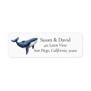 Personalised Blue Whale Return Address Label